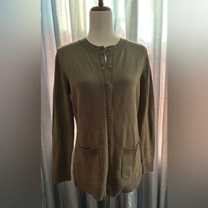 Isaac Mizrahi Olive Cardigan Sweater SIZE XS